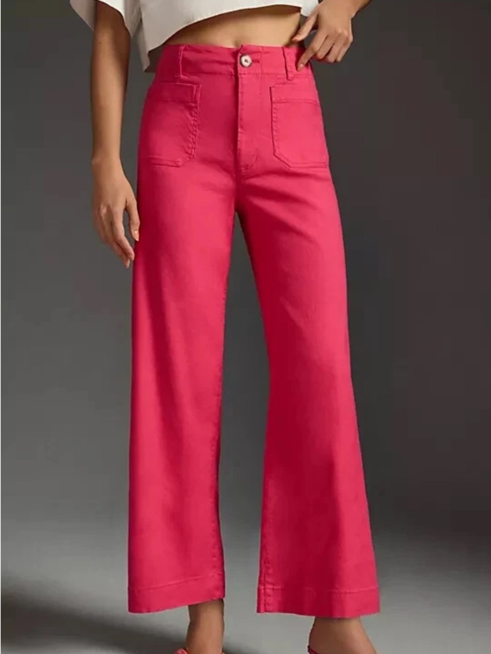 Maeve by Anthropologie The Colette Wide Leg Cropped Magenta Pants, Sz 29